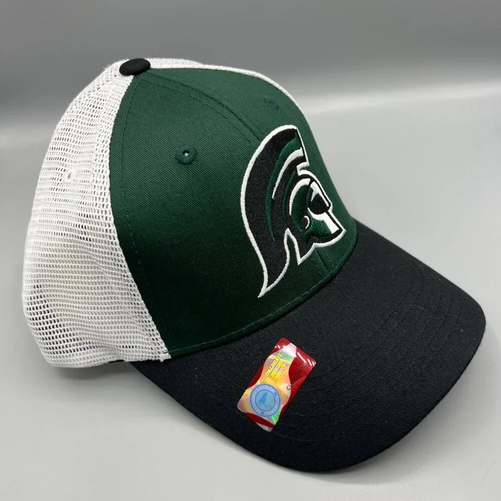 Michigan State Spartans Trucker Hat‎ Men Green Black Russell Snap Back Cap New